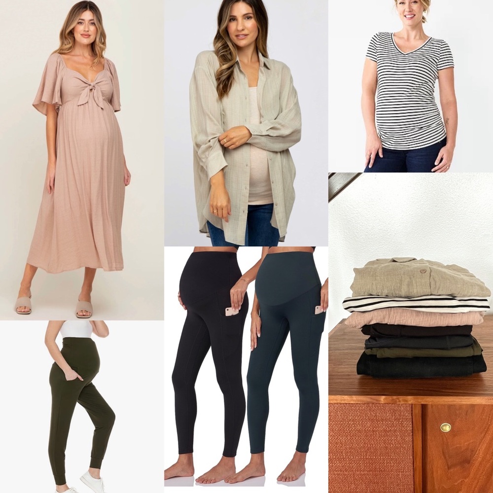 Maternity lot sz L leggings, dress, tops, joggers